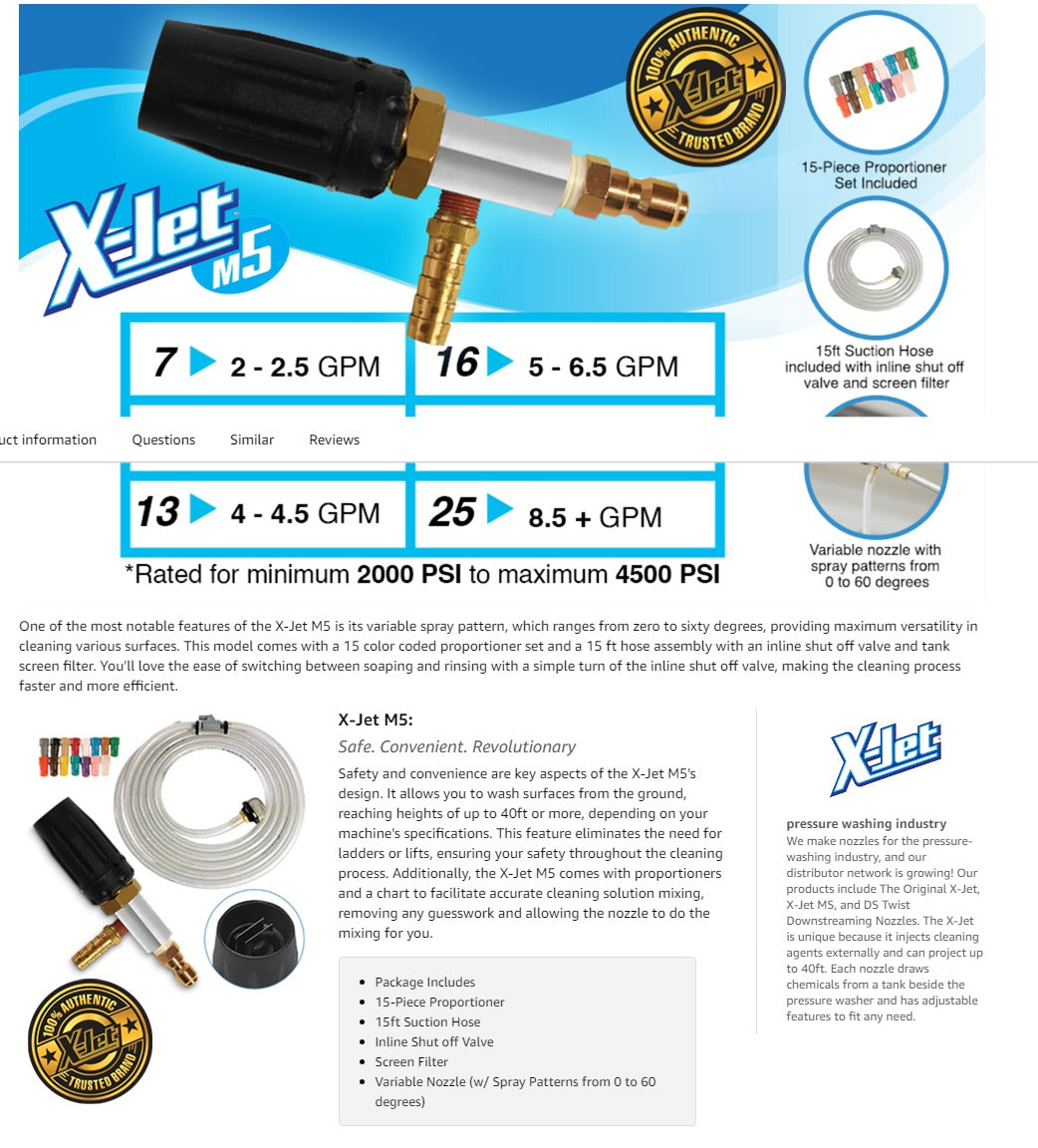 X-Jet M5#9 | 3-3.5 GPM | Adjustable Long-Range External Injection Variable XJet