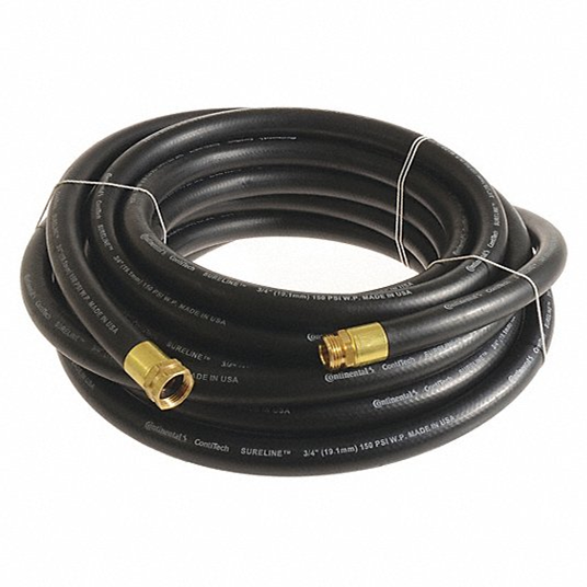 100′ GARDEN HOSE-INLET SUPPLY HD COMMERCIAL, BLACK, 3/4″x 100 FT. F x M AR11-075