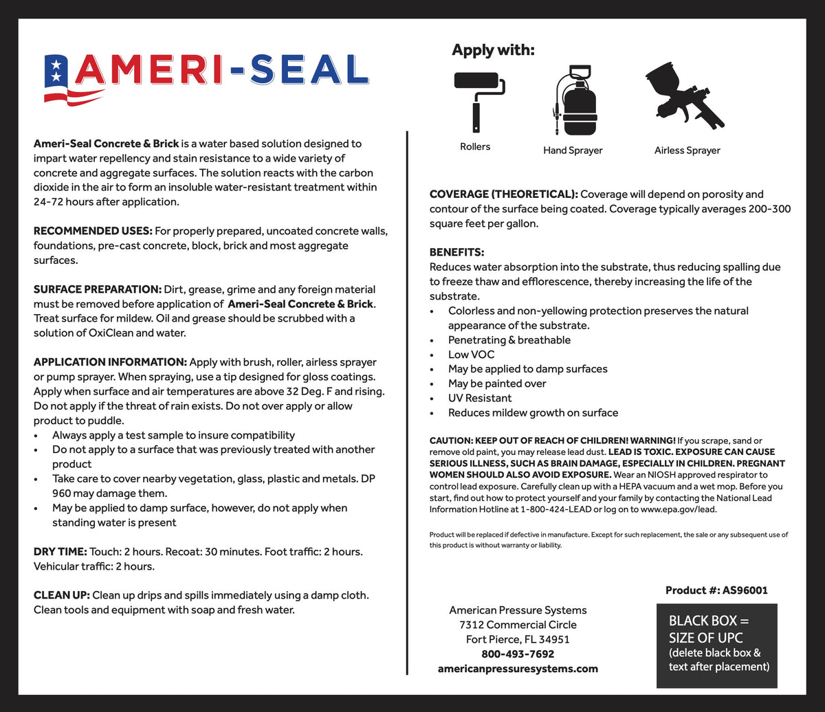 Ameri-Seal High Performance Concrete & Brick Clear Sealer