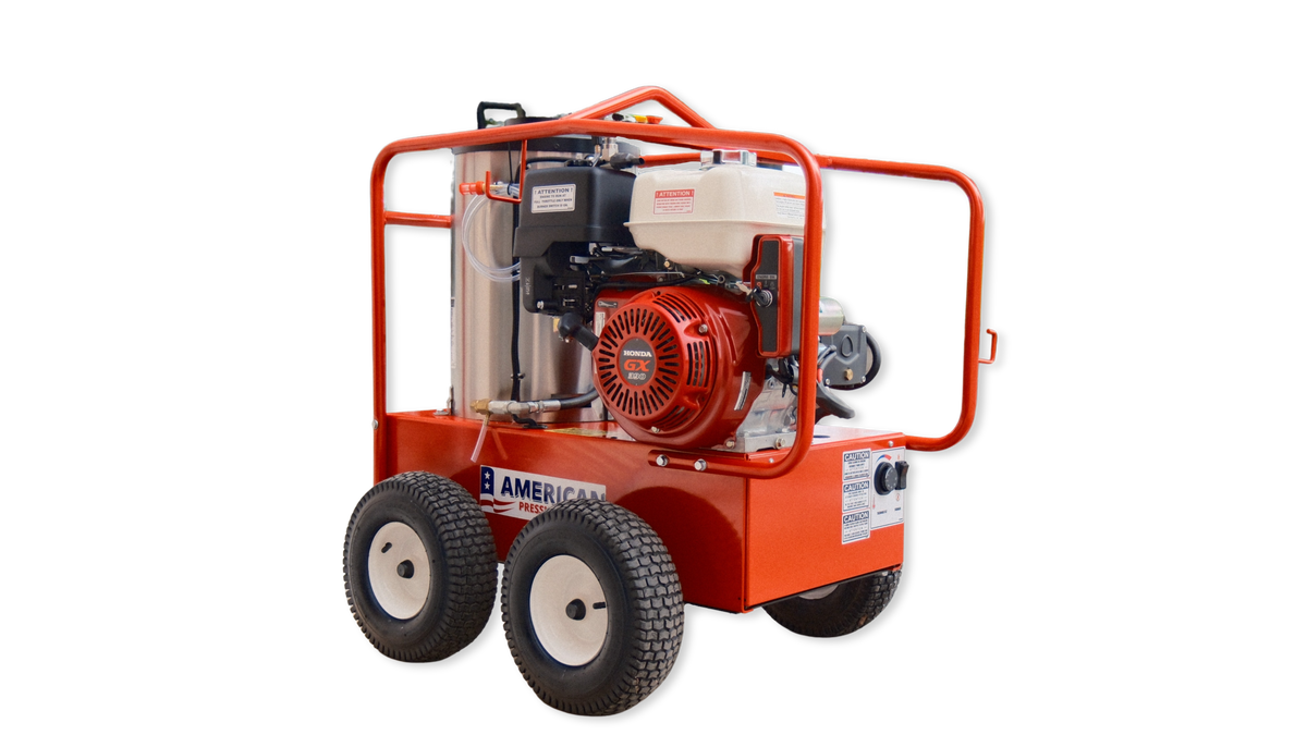 APS 4000 PSI Honda Hot Water 4-Wheel Portable Pressure Washer -170K BTU - 4 GPM