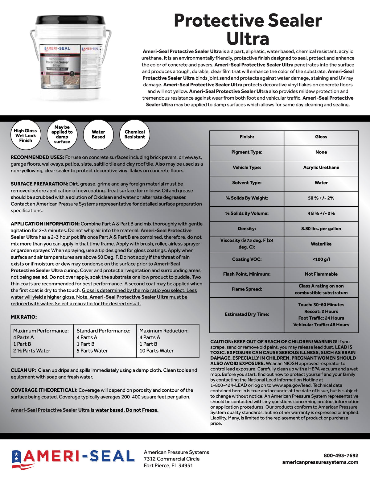 Ameri-Seal Protective Sealer Ultra - High Performance Chemical Resistant Sealer