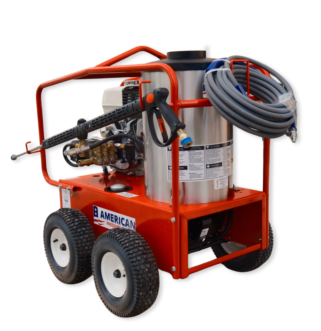 APS 4000 PSI Honda Hot Water 4-Wheel Portable Pressure Washer -170K BTU - 4 GPM
