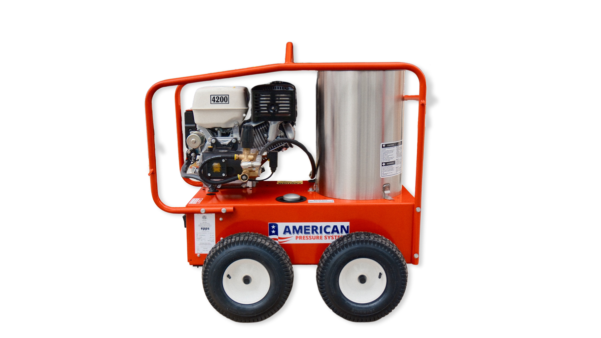 APS 4000 PSI Honda Hot Water 4-Wheel Portable Pressure Washer -170K BTU - 4 GPM